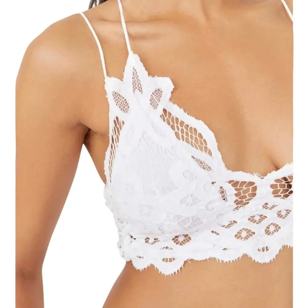 Free People FP $38 Adella Bralette Lace White NWT Size L - Picture 3 of 6